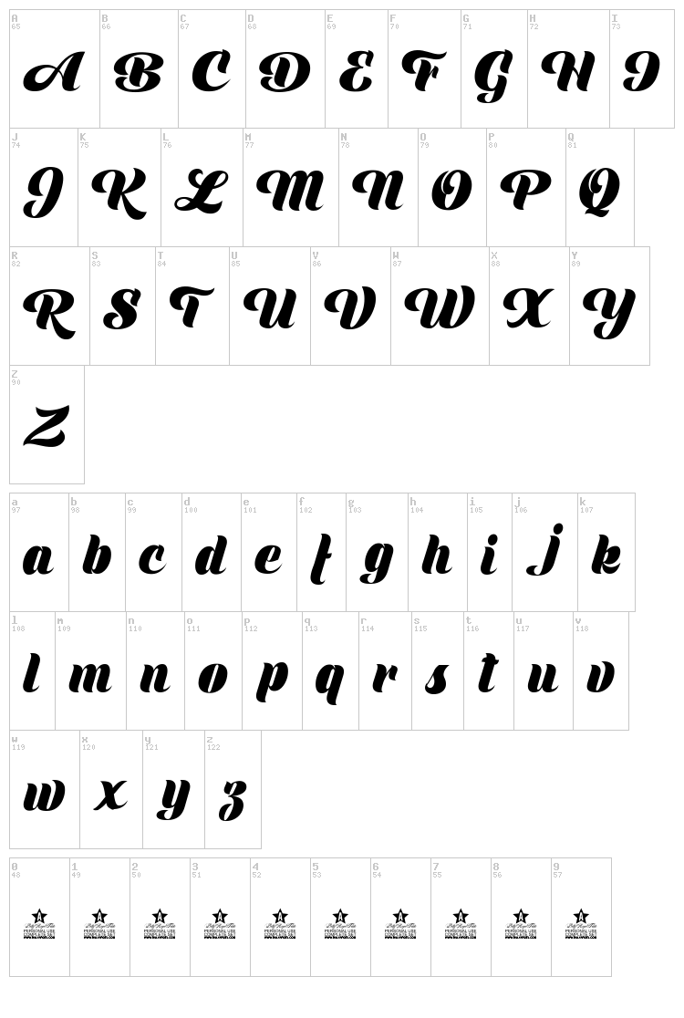 Shine font map